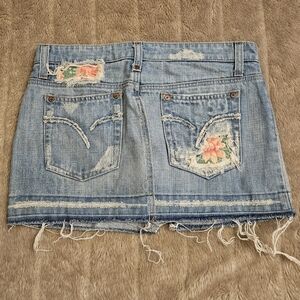 Joe's Jeans floral embroidery and rhinestone distressed skirt